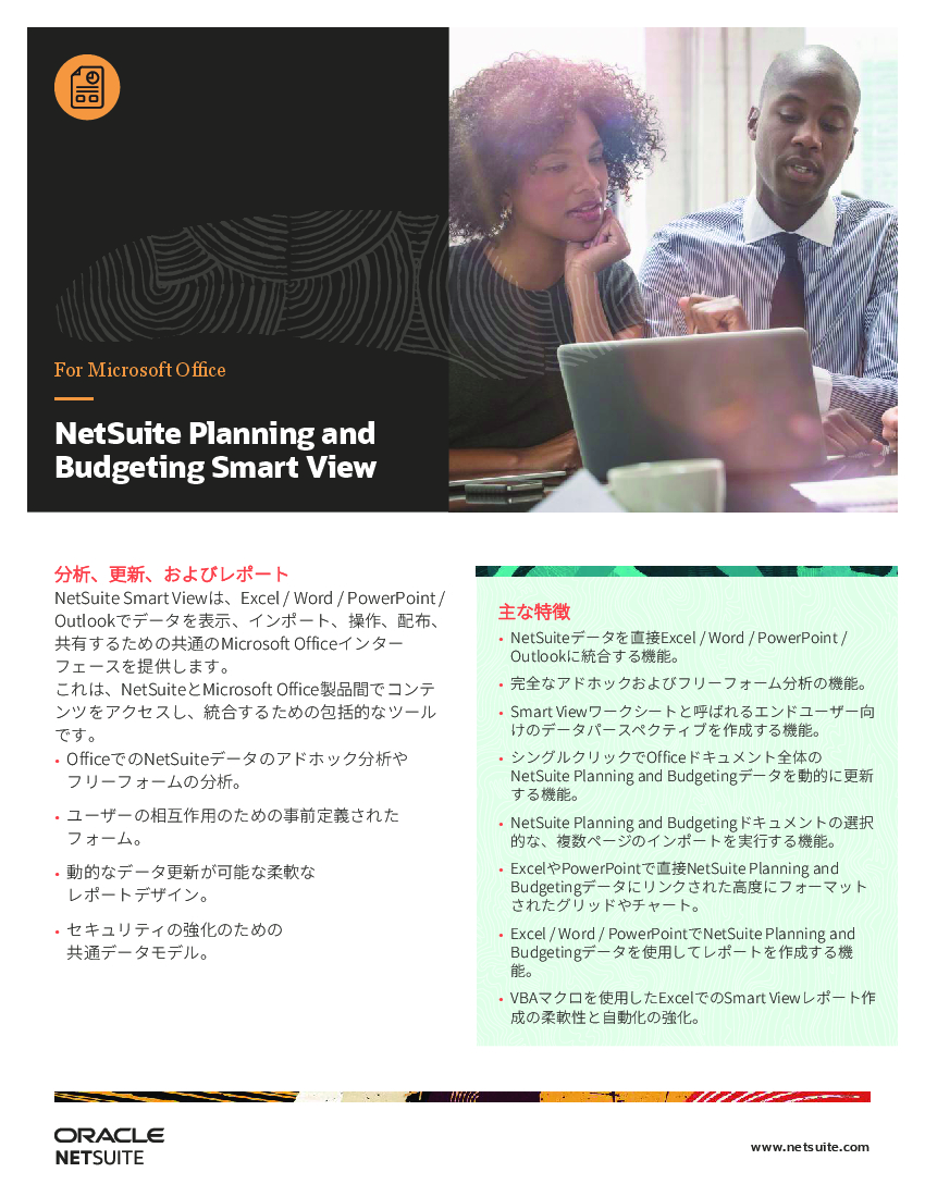 資料: データシート - NetSuite Planning and Budgeting Smart View