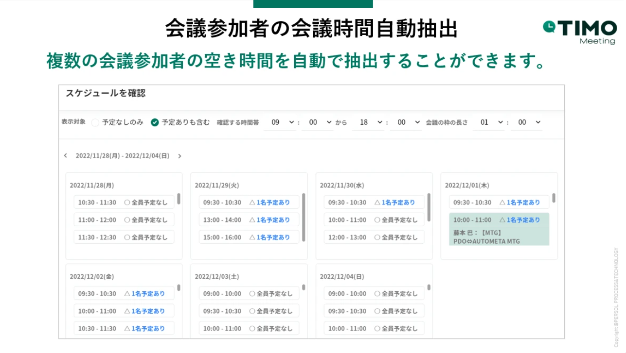 参加者の空き時間自動表示