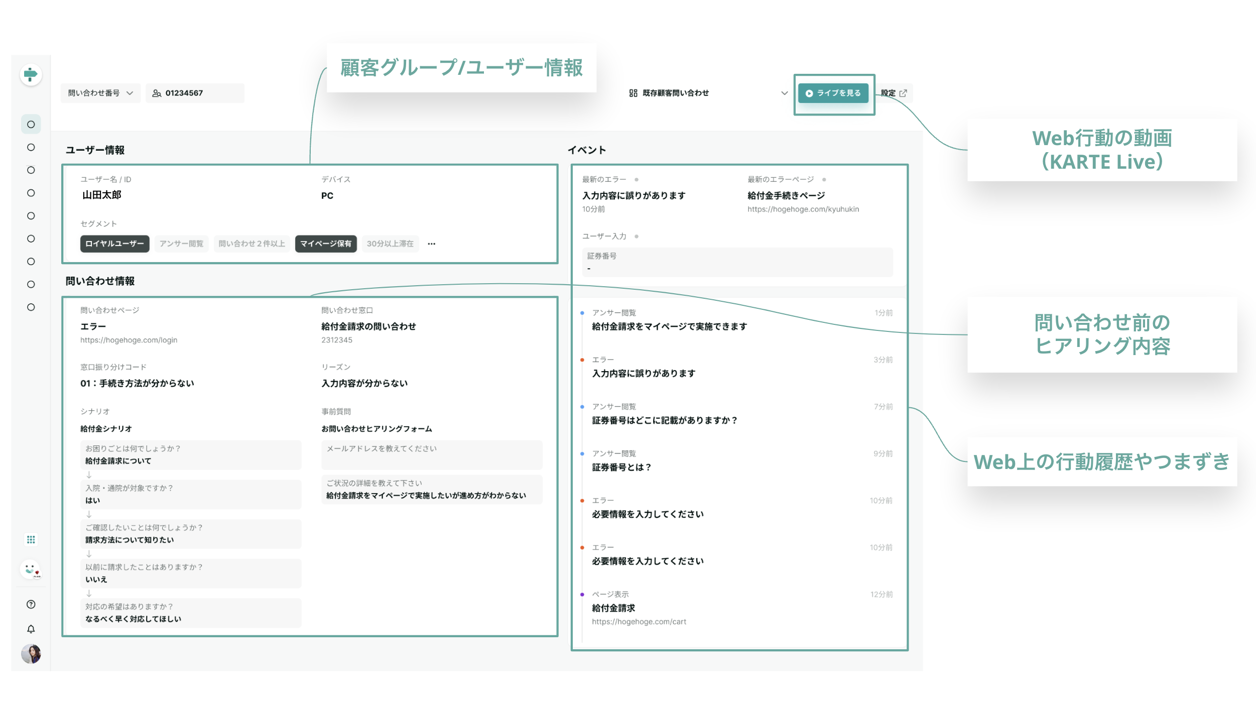 オペレーターの画面（ダッシュボード）