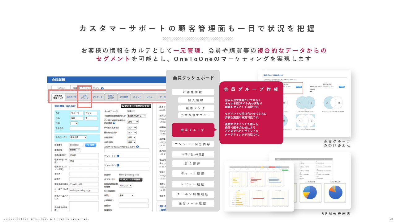 会員情報を1画面で確認