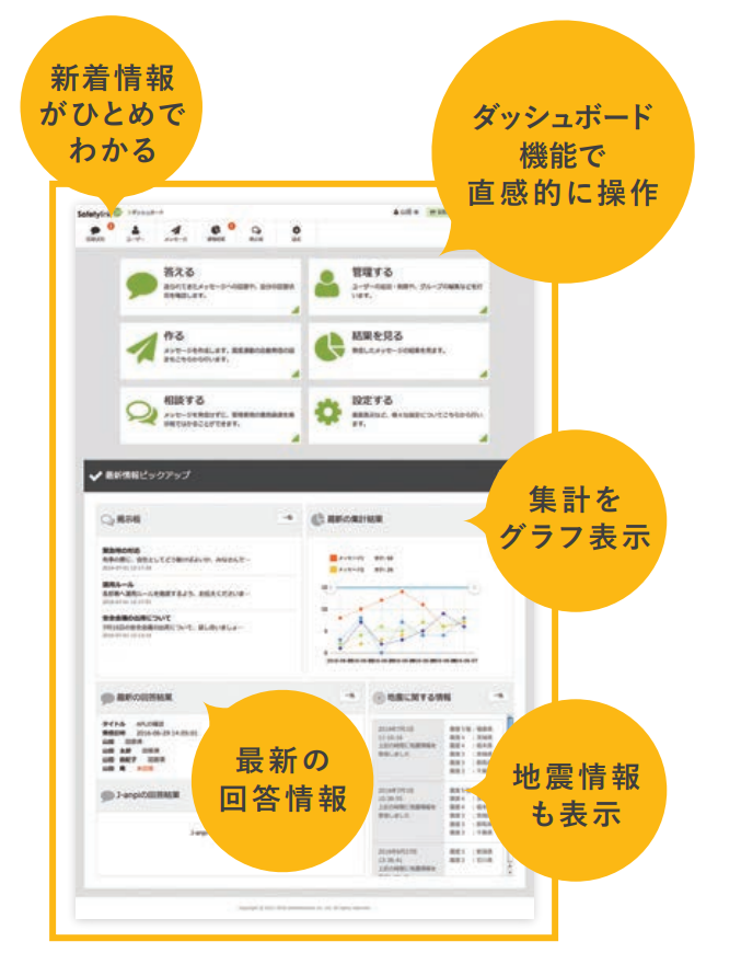 災害のときでも迷わず操作できるシンプルUI