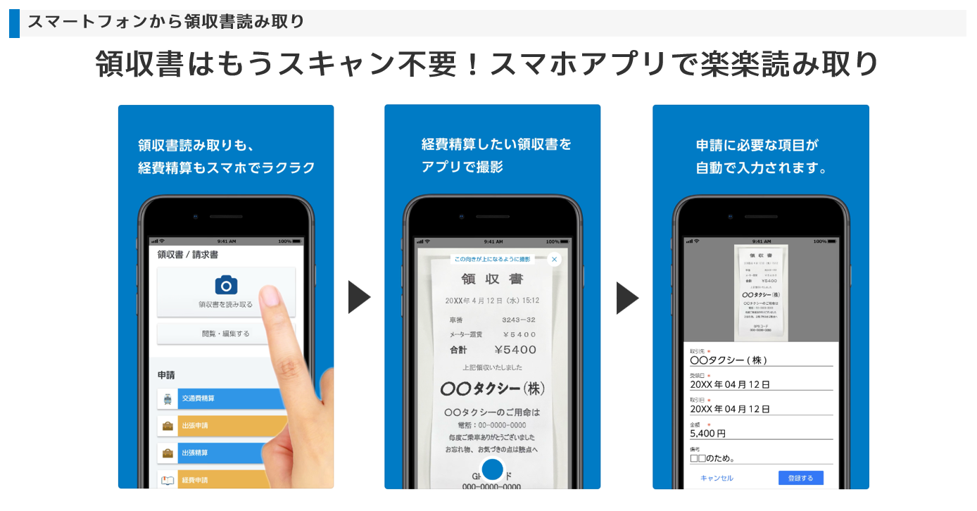 スマートフォンで領収書撮影