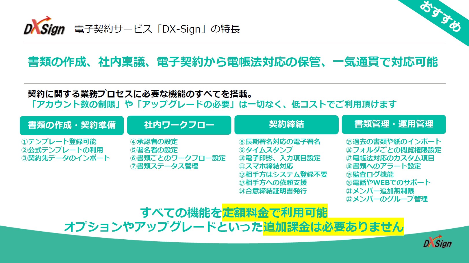 充実機能を低コストで利用可能