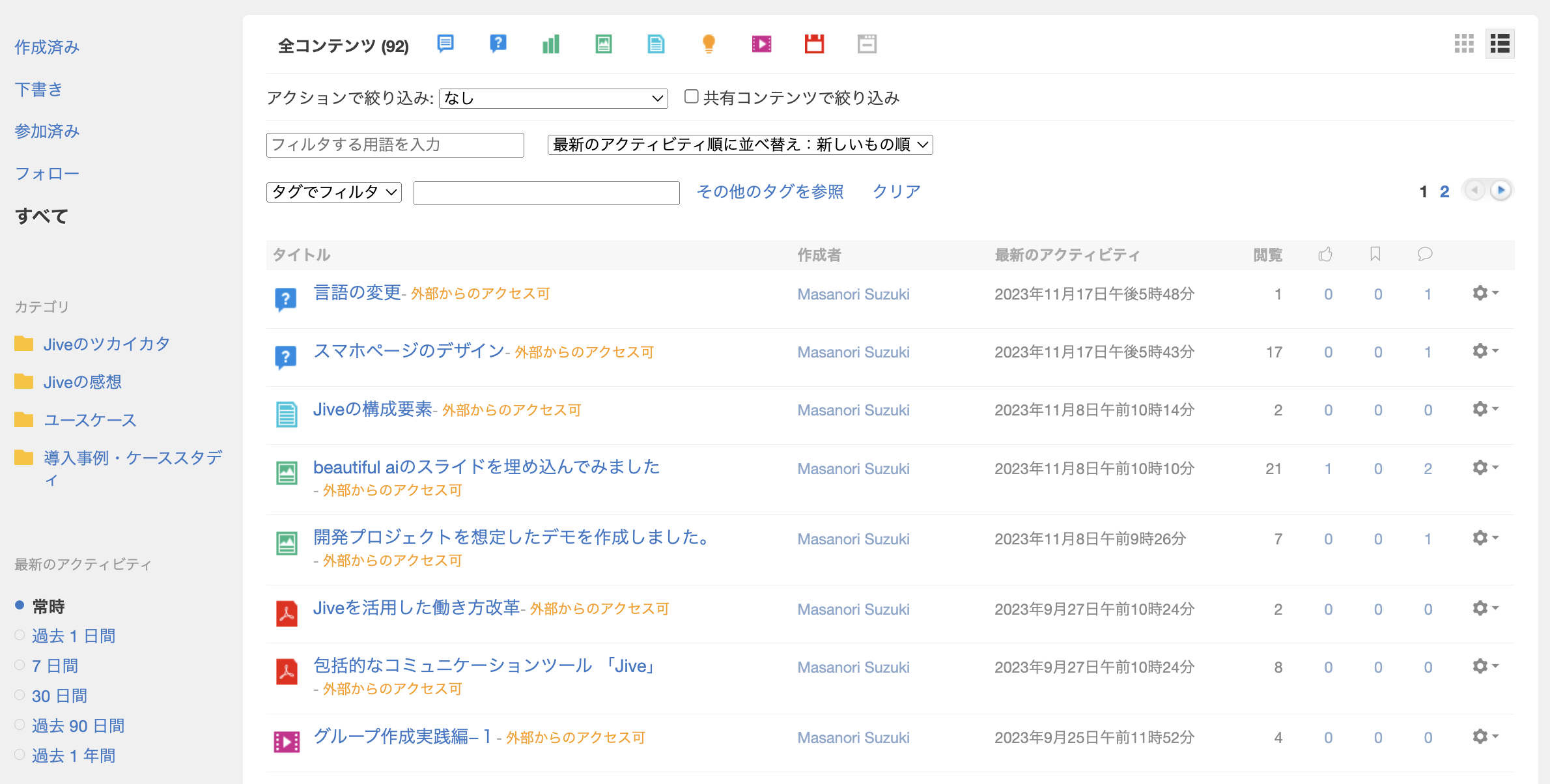 コンテンツの分類