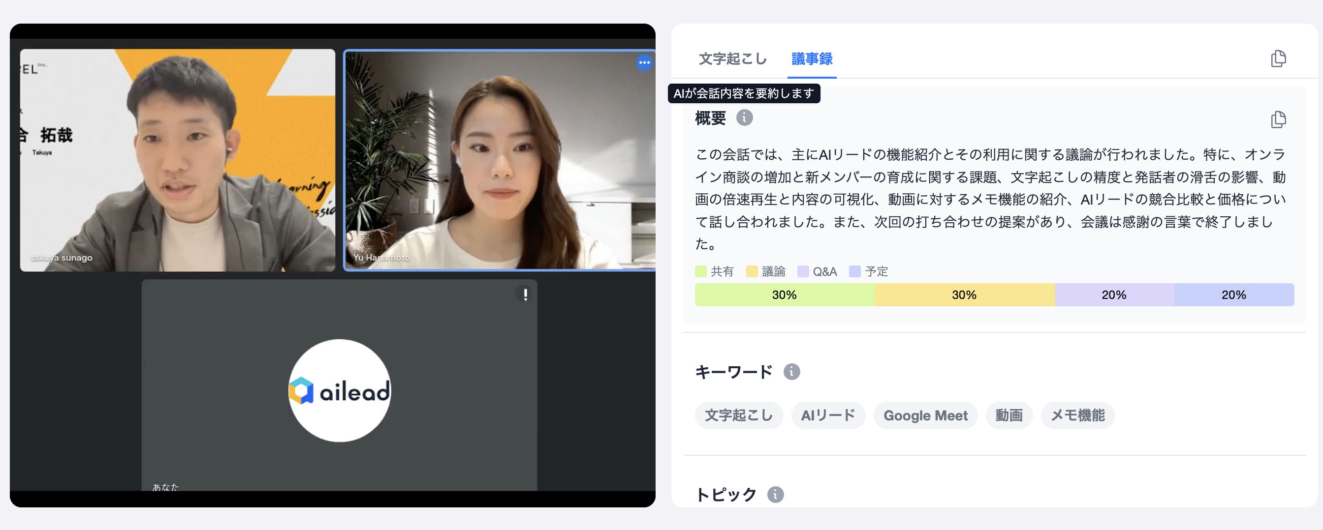 オンライン商談/IP電話を、 最先端AI で文字起こし・音声解析