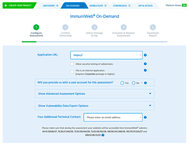 ImmuniWeb®︎On-demand