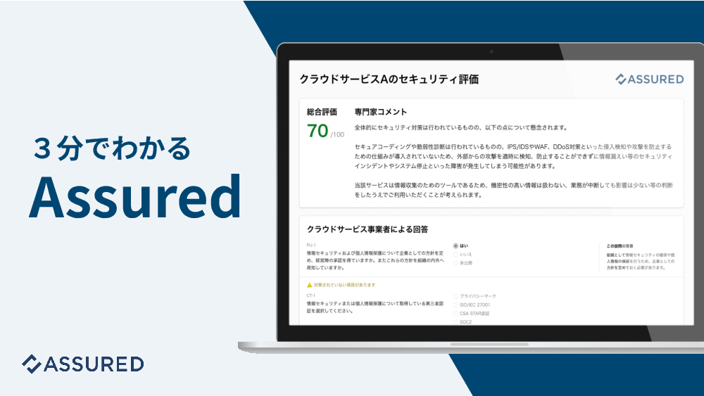 資料: 3分でわかる｜セキュリティ評価プラットフォーム「Assured（アシュアード）ご紹介資料