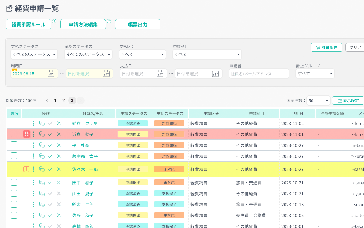 経費精算機能