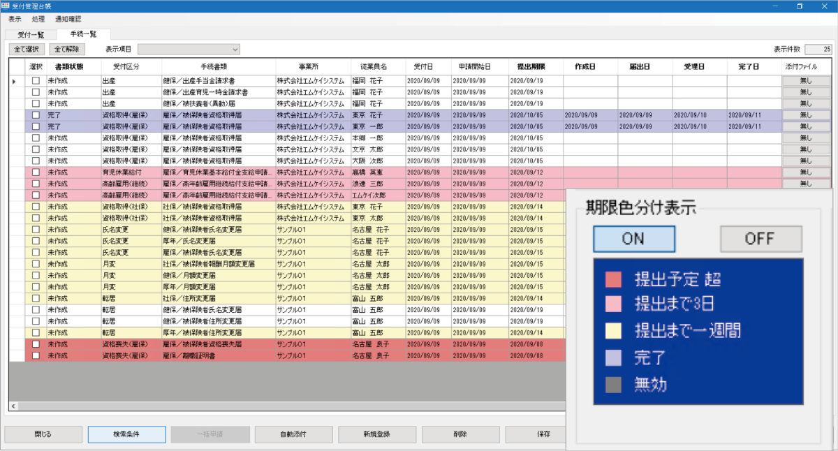 手続きの進捗を一括で管理できる