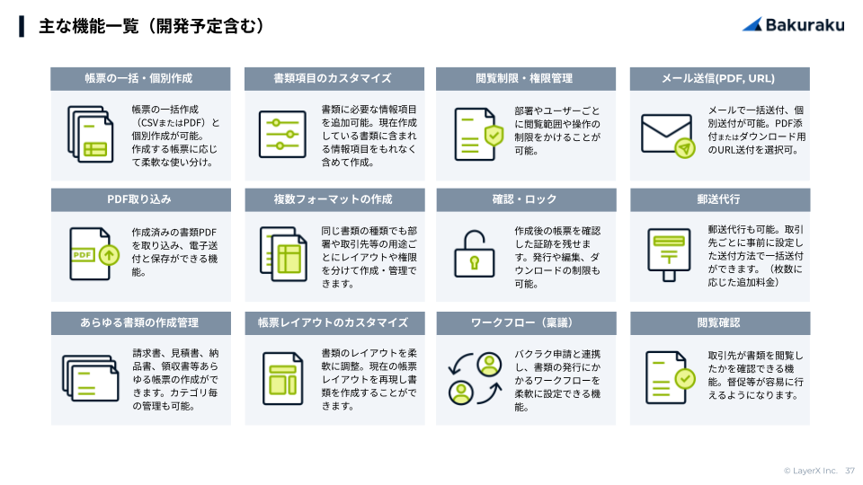 主な機能一覧