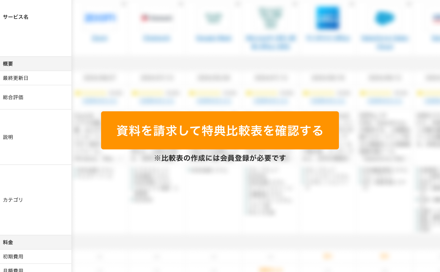資料を請求して特典比較表を確認する（※比較表の作成には会員登録が必要です）