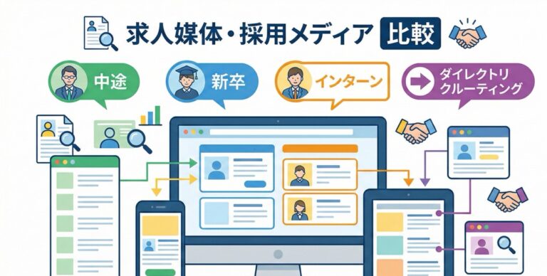 求人媒体・採用メディア種類別比較 – 中途・新卒・インターン・ダイレクトリクルーティング