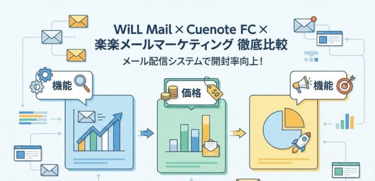 WiLL Mail×Cuenote FC×楽楽メールマーケティング（旧：配配メール）の機能と価格を徹底比較 | メール配信システムで開封率向上