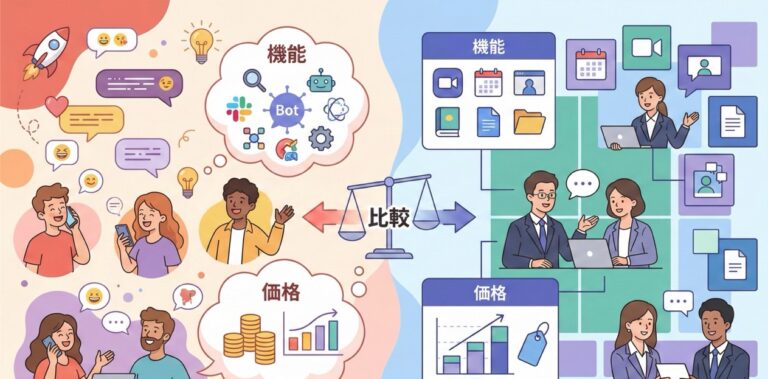 Slack vs Microsoft Teams比較 | 人気ビジネスチャットツールの機能・価格を比較