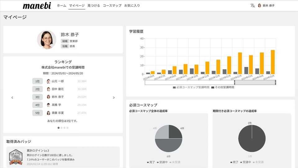画像提供:株式会社manebi manebiのシンプルな操作画面