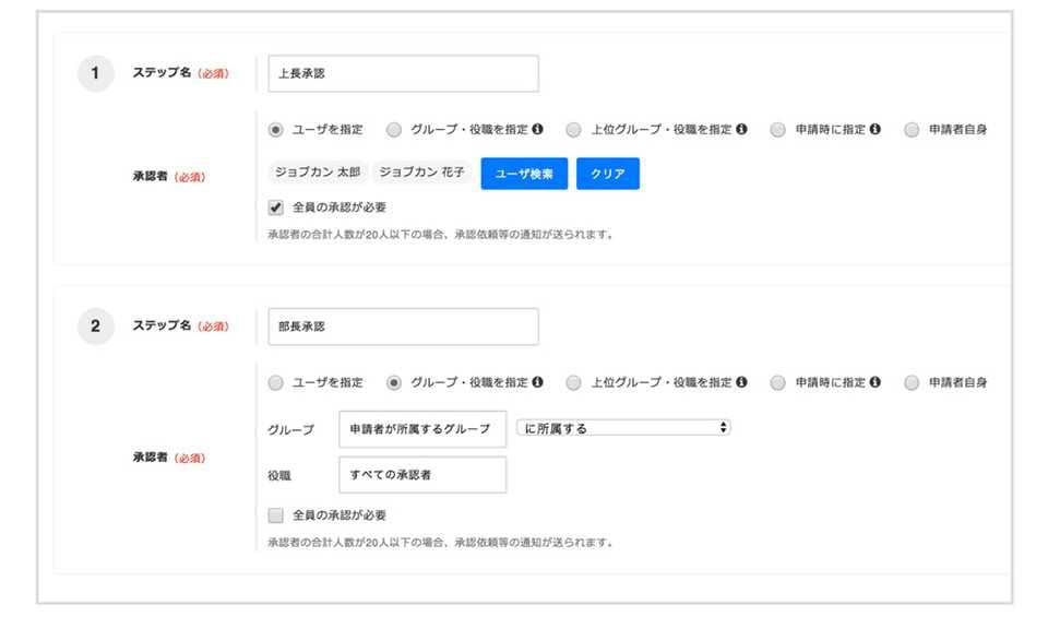 ジョブカンワークフローの承認経路
