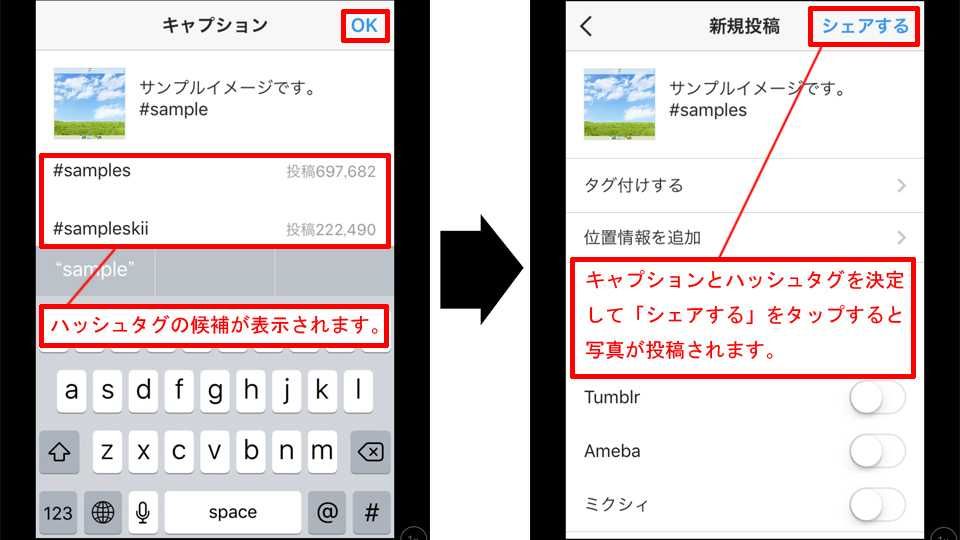 Instagram 投稿のシェア