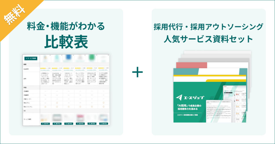 採用代行・採用アウトソーシングサービスの比較表とサービス資料