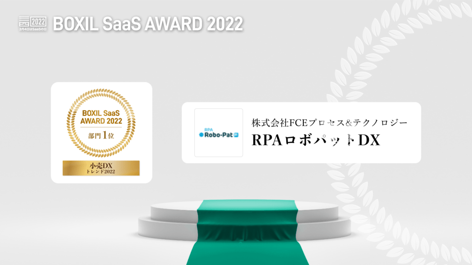 BOXIL SaaS AWARD 2022 SaaS トレンド大賞 小売DXトレンド2022 – RPAロボパットDX導入事例