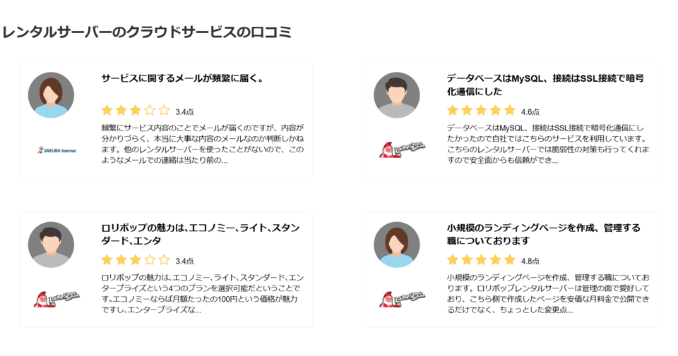 レンタルサーバーの口コミ