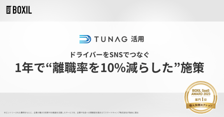 1年で“離職率10%減”を実現、ドライバーをつないだSNS – 「TUNAG」導入事例