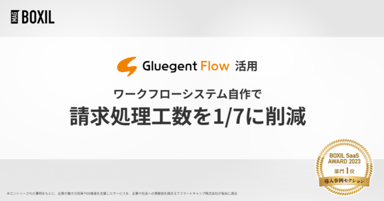 ワークフローシステム自作で請求処理工数を7分の1に削減 – 「グルージェントフロー」導入事例