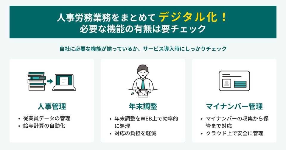 人事・労務のデジタル化に必要な機能