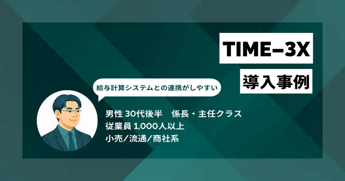 TIME-3X 導入事例 月100件超の修正対応から解放、人事2〜3名分の業務を効率化
