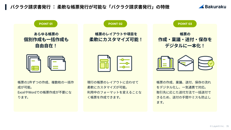 バクラク請求書発行のUI画面