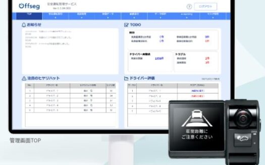 通信型ドライブレコーダー「Offseg」のUI画面