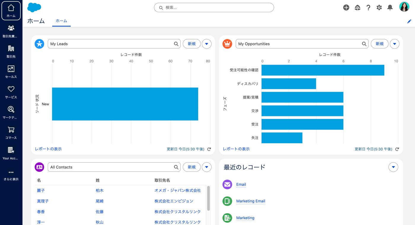 Salesforce Starter SuiteのUI画面