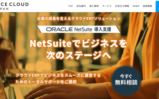 RICE CLOUDのOracle NetSuite導入支援のUI画面