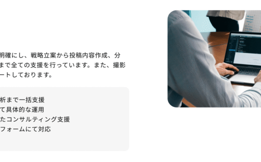 LOCAL COREのSNS運用代行サービスのUI画面