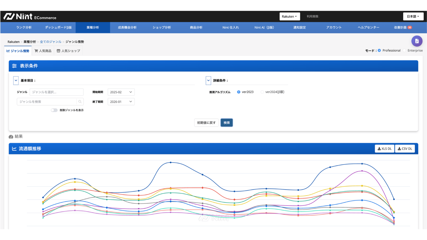 Nint ECommerceのUI画面