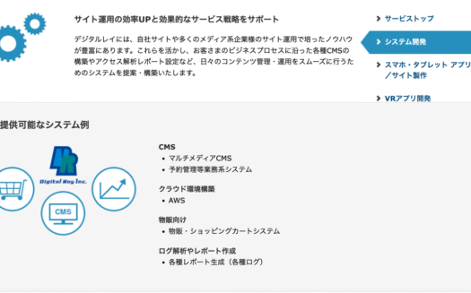デジタルレイのシステム開発のUI画面