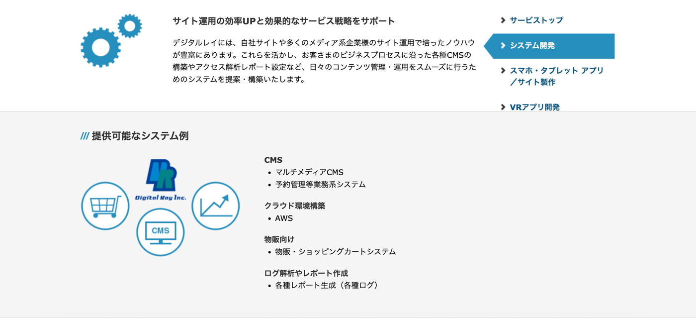 デジタルレイのシステム開発のUI画面