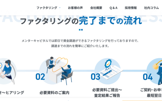 Mentor CapitalのファクタリングサービスのUI画面