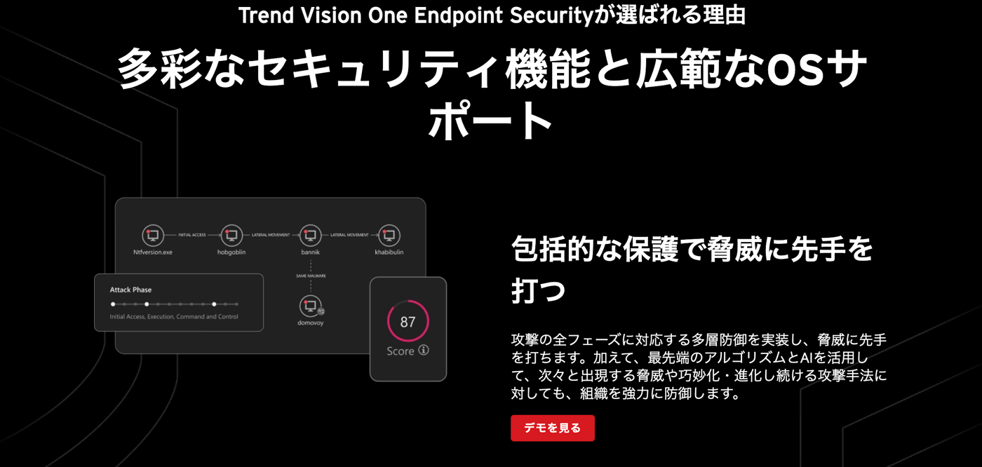 TrendAI Vision One™ Endpoint SecurityのUI画面
