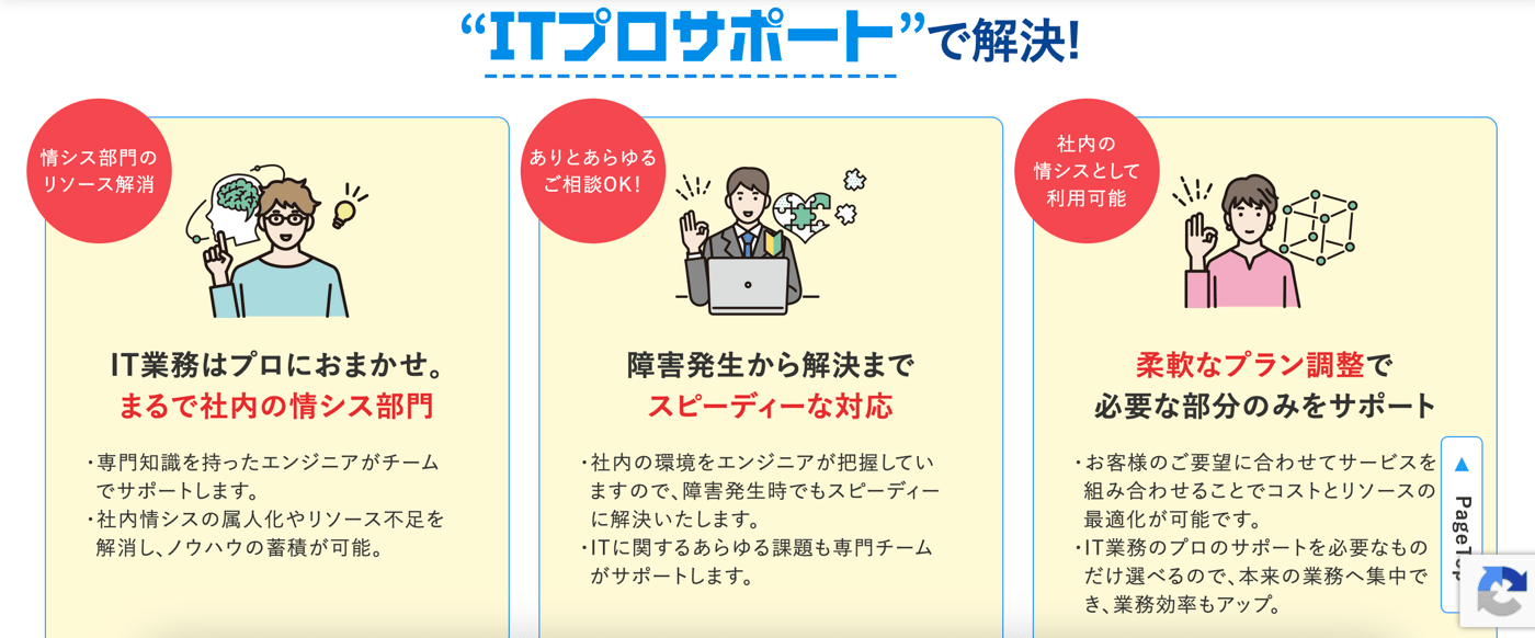 ITプロサポートのUI画面