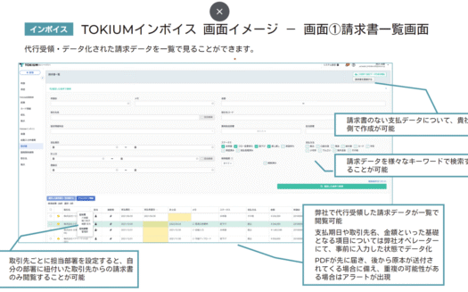 TOKIUMインボイスのUI画面