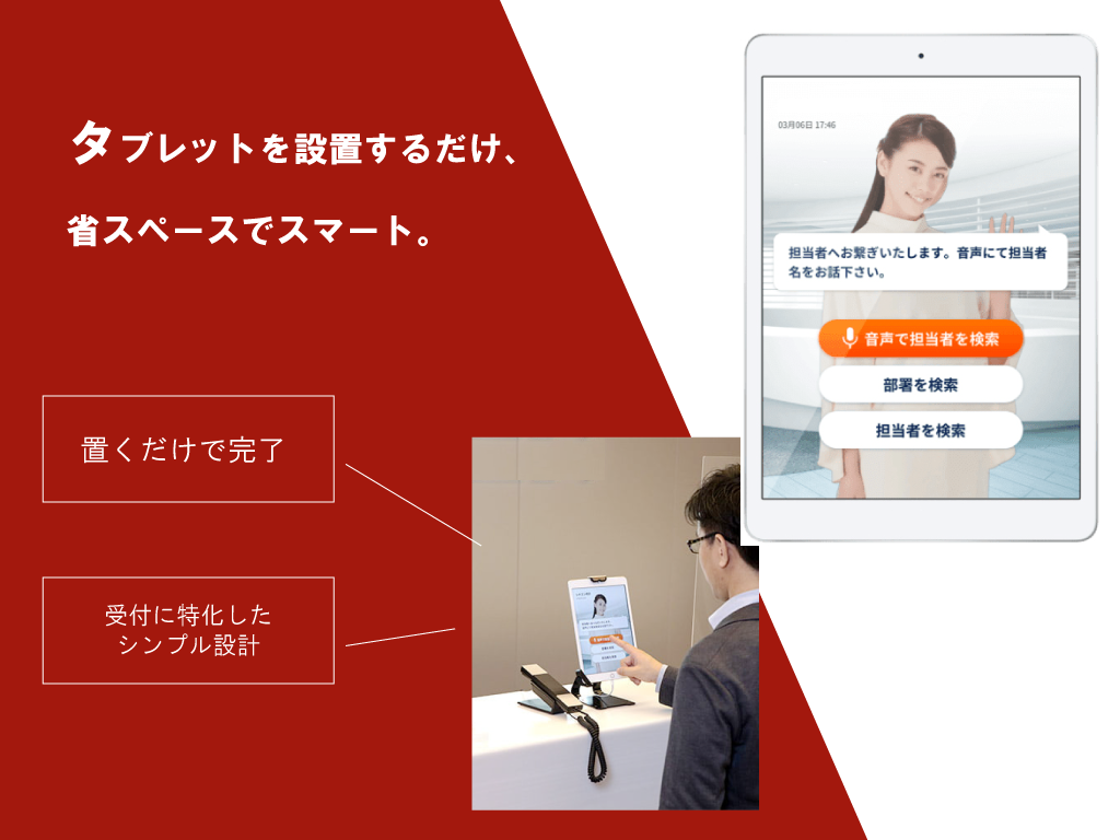 おくだけレセプションのUI画面