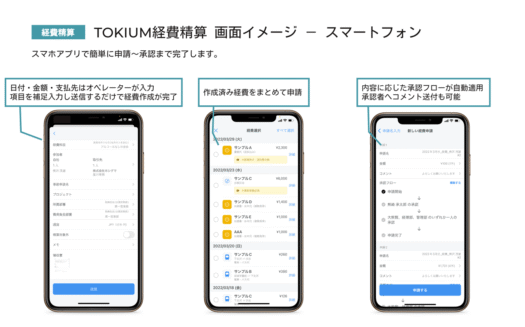 TOKIUM経費精算のUI画面
