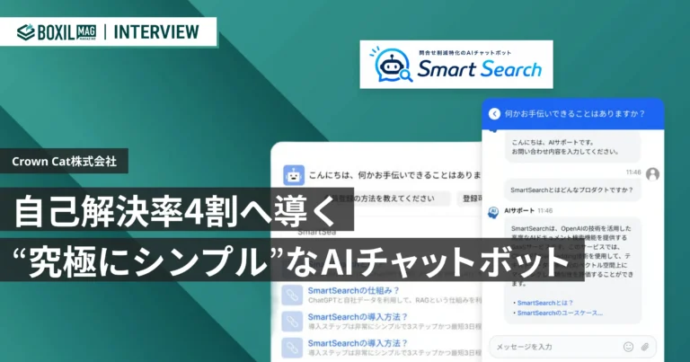 自己解決率4割へ導く“究極にシンプル”なAIチャットボット「Smart Search」　最短3日・月額3万円から導入可能
