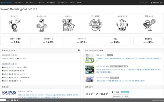 Kairos3 MarketingのUI画面