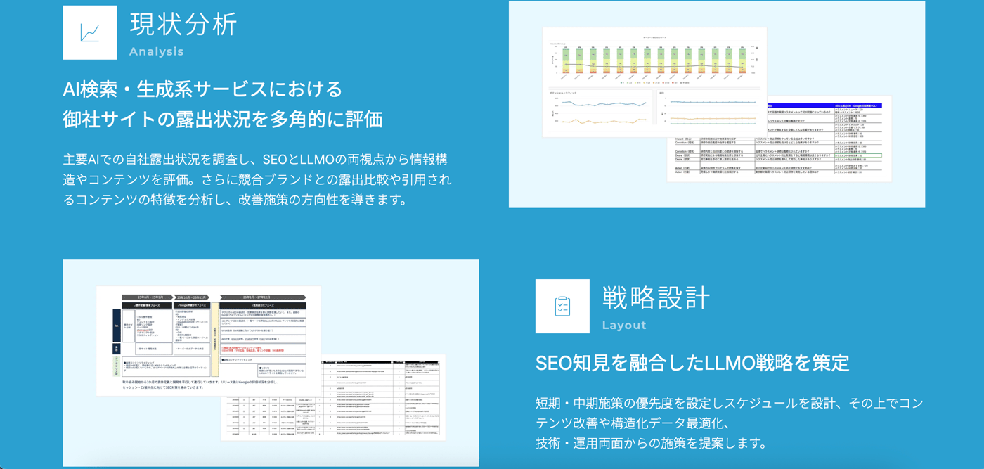 ipeのLLMOコンサルティングのUI画面