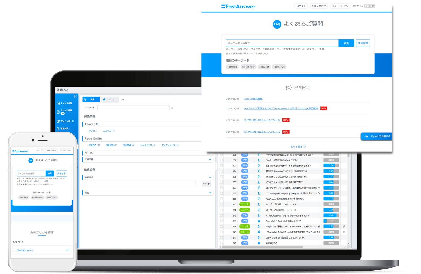FastAnswerのUI画面