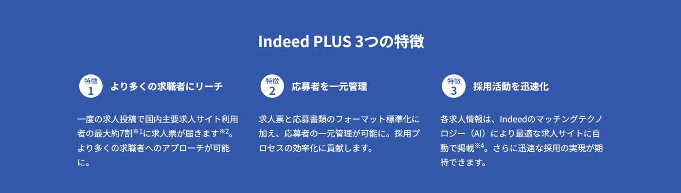 Indeed PLUSのUI画面