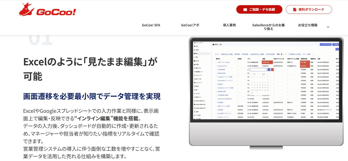 GoCoo! SFAのUI画面