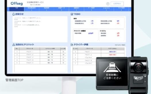 通信型ドライブレコーダー「Offseg」のUI画面