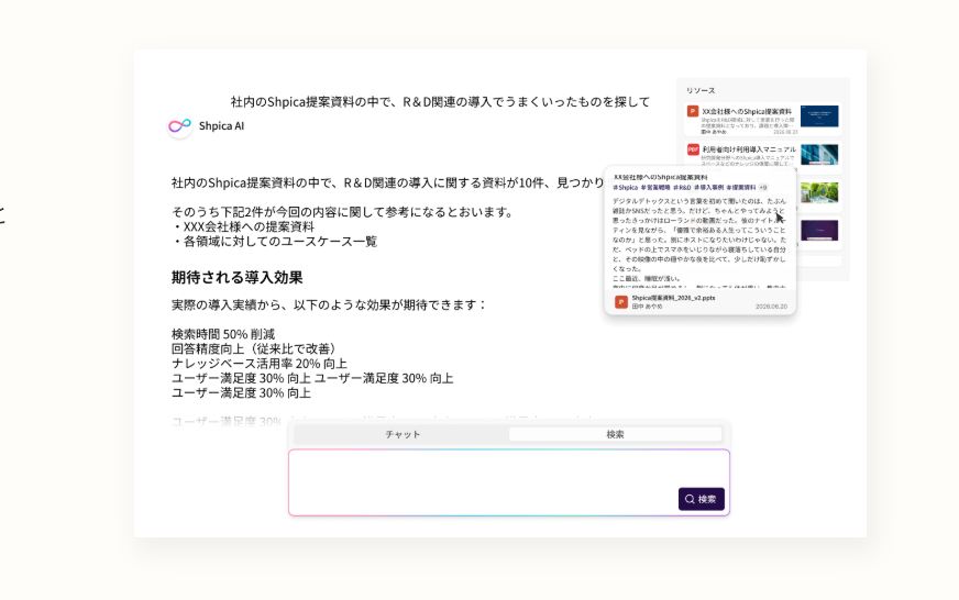 組織知経営クラウド ShpicaのUI画面